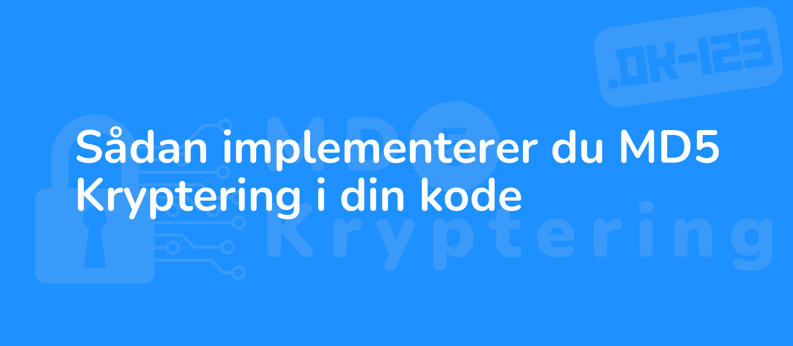 the representative image for the title sadan implementerer du md5 kryptering i din kode may be described as code snippets on a computer screen with a lock symbol representing md5 encryption implementation in a minimalist style